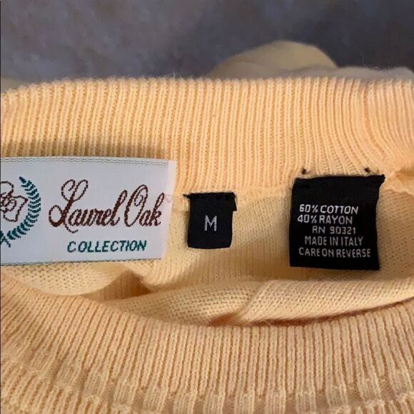Vtg 80s Laurel Oak yellow cotton/rayon sweater - Picture 7 of 8